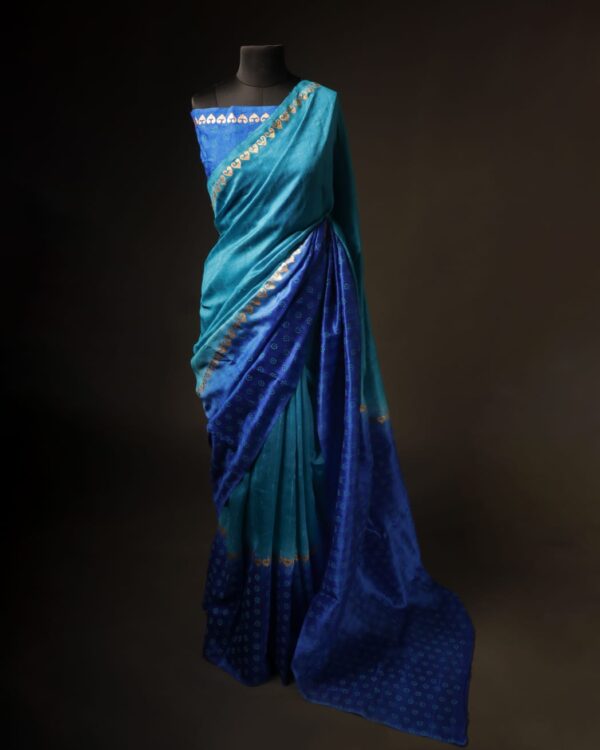 rn-image_picker_lib_temp_888408db-ed4e-41a7-b8d1-5bbe69ddc196 Twilight Sky Blue and Dark Blue Pure Dupion Silk Saree