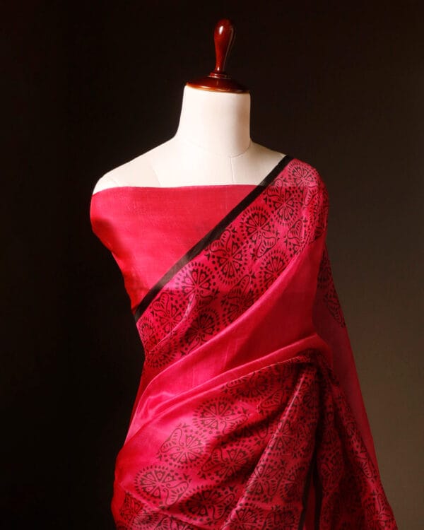 Blush Blossom Pink Pure Organza Silk Saree