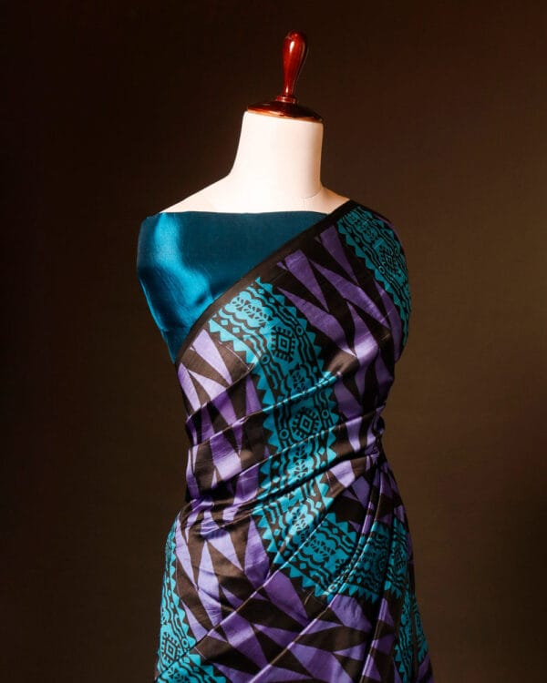 rn-image_picker_lib_temp_afbb5735-fb6f-4780-a8a6-5e22521431de Pure Hand block Printed Blue and Black Raw Silk saree