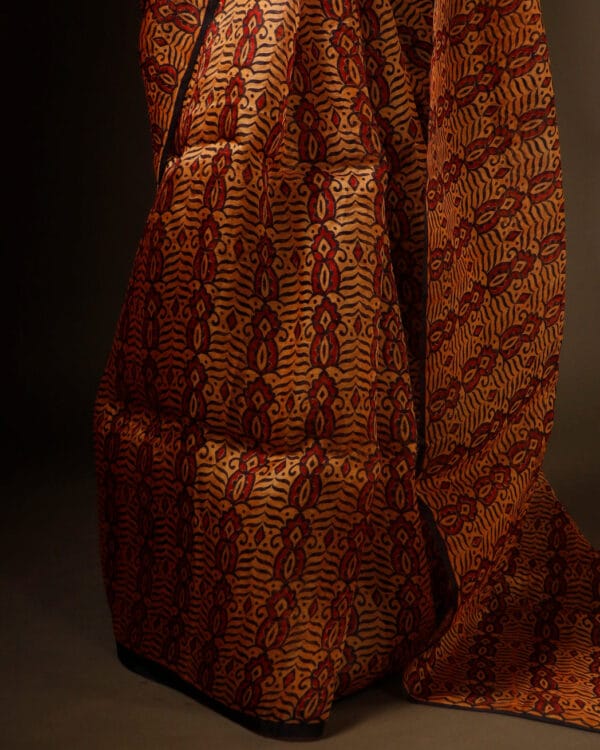 rn-image_picker_lib_temp_b2d2089b-798c-4e58-b94a-adf9ca9e67e0 Apricot Dream Printed Pure Organza Silk Saree