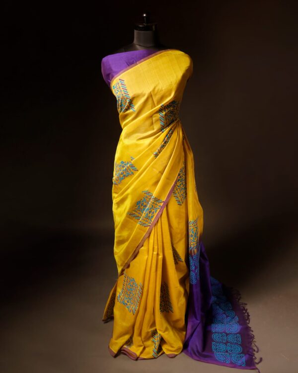 rn-image_picker_lib_temp_c08c686b-e8fa-4f2b-9c37-6418f62a005e Pure Yellow Silk Cotton Saree