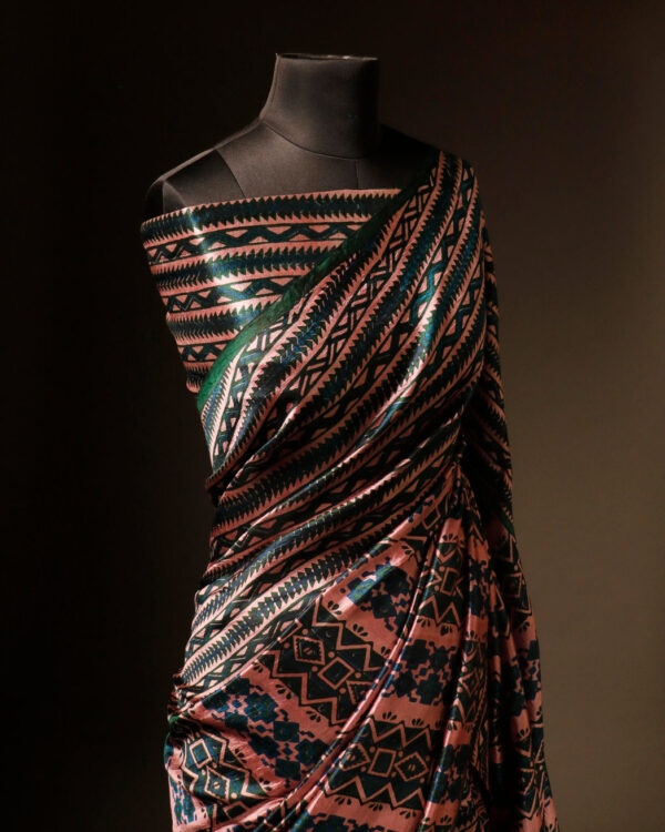 rn-image_picker_lib_temp_dd79561d-aaac-490e-ab1c-fd1d0a61bbf1 Sage Serenity Green and Beige Printed Pure Raw Silk Saree