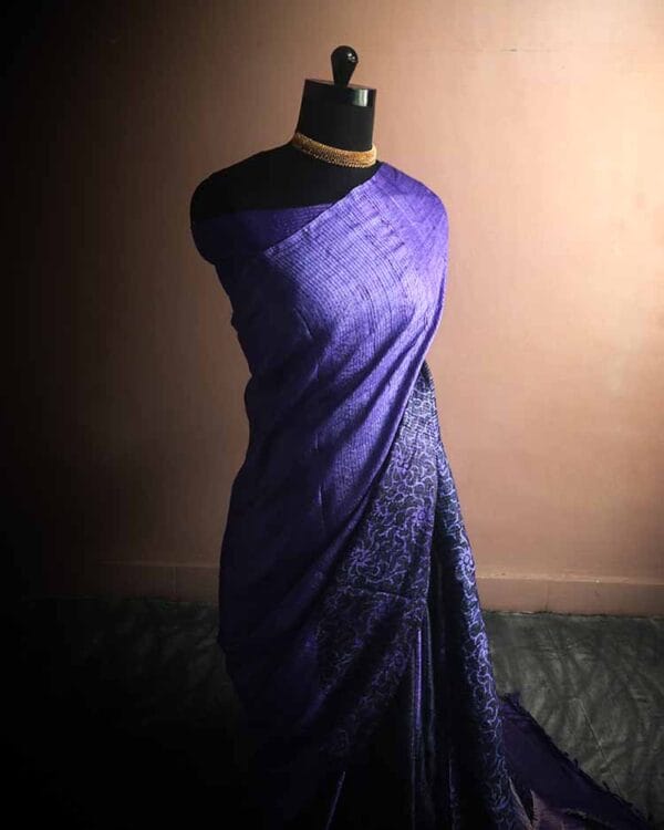 rn-image_picker_lib_temp_de8e8ef9-c5b9-467b-a649-e2b69b379e0e Pure Hand Block Printed Line Tussar Saree
