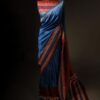 rn-image_picker_lib_temp_e34d8a7c-a8a8-4cb8-b079-9441fc9b5658 Tranquil Indigo Blue and Brown Pure Dupion Silk Saree