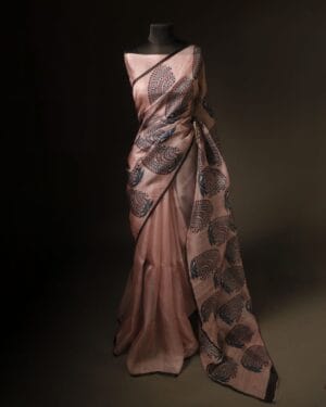 Pastel Petal Light Pink Pure Organza Silk Saree