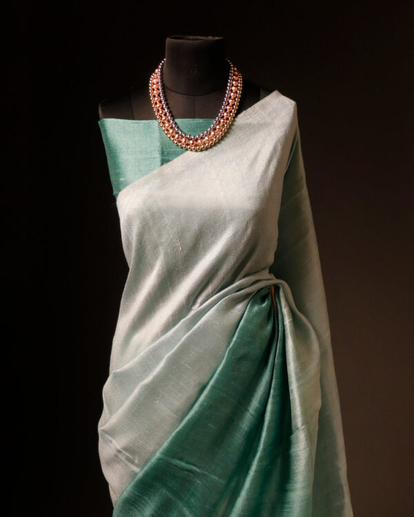 rn-image_picker_lib_temp_eb5d0d14-31e6-46ca-9f88-8539ee1da540 Serenity in Green Pastel Green Pure Dupion Silk Saree