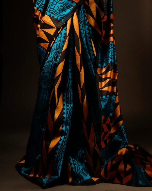 rn-image_picker_lib_temp_ed6dcfb5-1b2f-47f0-86d1-e5d6bfa7c4f1 Pure Hand block Printed Blue and yellow Raw Silk saree