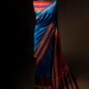 rn-image_picker_lib_temp_ee4a8f6f-06ac-4db0-be89-80833b425c00 Tranquil Indigo Blue and Brown Pure Dupion Silk Saree