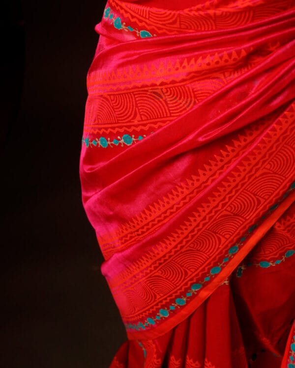 rn-image_picker_lib_temp_f6fb4e32-cedd-41e7-a3e6-2324f8cb4123 Pinkish Red Silk Cotton Saree