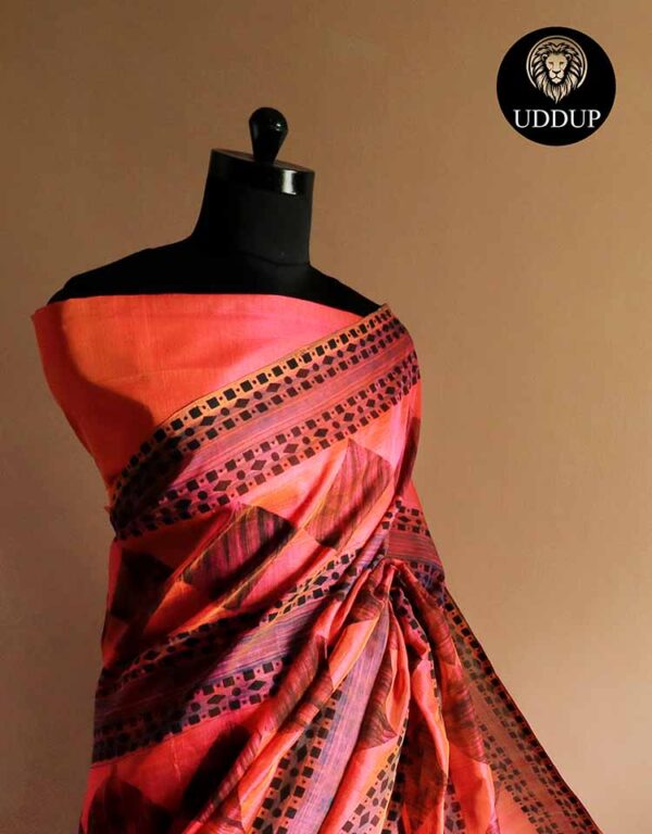 sdgzsgsh-5 Pure Handloom Peach Silk Cotton Saree
