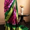 setrdhe-1_3c2eac6f-a28f-485b-a46e-8209f1b8d2b1 Pure Hand Block Printed Green and Pink Duppion Silk Sarees