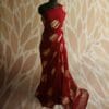 srtj-3 Crimson Red Mul Cotton Saree