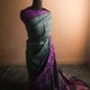 stderh-1 Pure Hand block Printed Purple Line Tussar Saree