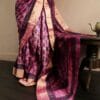 tuykfu-1 Pure Hand Block Printed Pink Duppion Silk Sarees