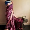 tuykfu-2 Pure Hand Block Printed Pink Duppion Silk Sarees