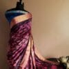 tuykfu-3 Pure Hand Block Printed Pink Duppion Silk Sarees