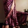 tuykfu-4 Pure Hand Block Printed Pink Duppion Silk Sarees
