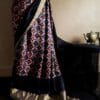 tyhjty-1 Pure Hand Block Printed Ravishing Pink Duppion Silk Saree