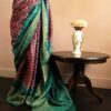 tyukju-1 Pure-Loomed Pink and Green Munga Silk Saree