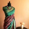 tyukju-3 Pure-Loomed Pink and Green Munga Silk Saree