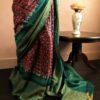 tyukju-4 Pure-Loomed Pink and Green Munga Silk Saree