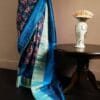 uyjuyk-1 Peacock Green Pure Dupion Silk Saree