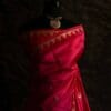 Pure Hand Block Printed double-shaded red Raw Silk Saree
