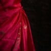 Pure Hand Block Printed double-shaded red Raw Silk Saree