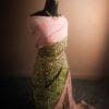 xfdgkj-1 Peach and yellow colour Line Tussar Silk Saree
