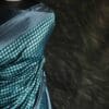 xgtdfhj-3 Pure Hand Block Printed black and silver Raw Silk Saree