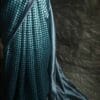 xgtdfhj-4 Pure Hand Block Printed black and silver Raw Silk Saree