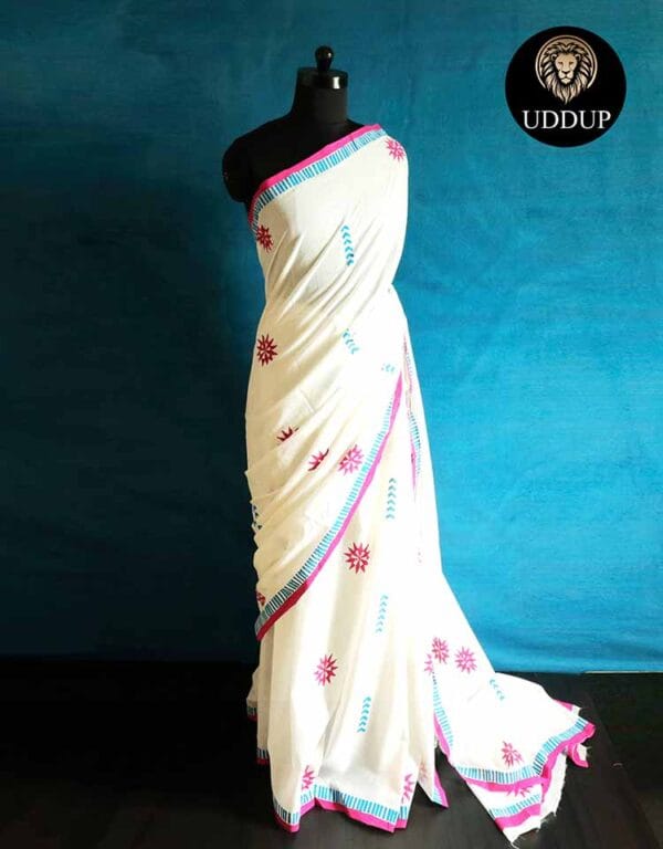 zdh-1 Creamy White Mul Cotton Saree