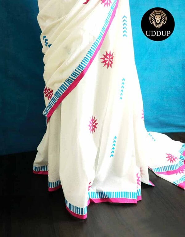 zdh-3 Creamy White Mul Cotton Saree