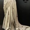 Light Grey Hand  Block printed Mul Cotton saree
