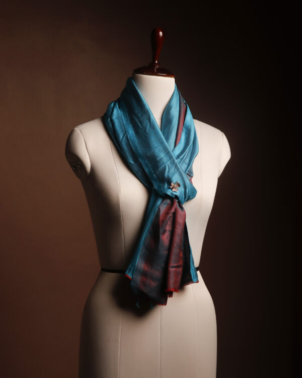 12. REVERSIBLE SCARFS Teal & Maroon Reversible Silk Blend Scarf for Women – Luxury Dual-Tone Stole
