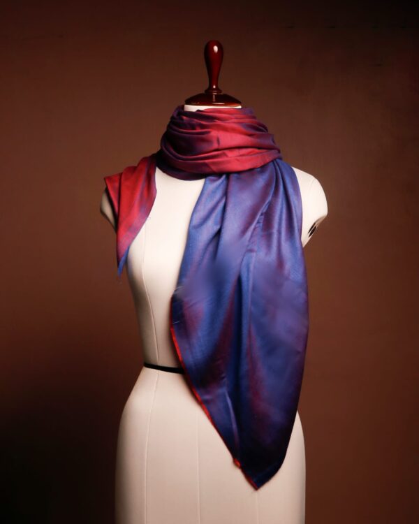 15. REVERSIBLE SCARFS Luxury Reversible Silk Scarf for Women – Red & Blue Dual-Tone Pure Silk Stole | Lightweight & Elegant