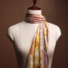 3.MULBERRY SILK Hand-Painted Abstract Mulberry Silk Scarf – Luxury Peach & Lavender Silk
