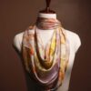 3.MULBERRY SILK Hand-Painted Abstract Mulberry Silk Scarf – Luxury Peach & Lavender Silk