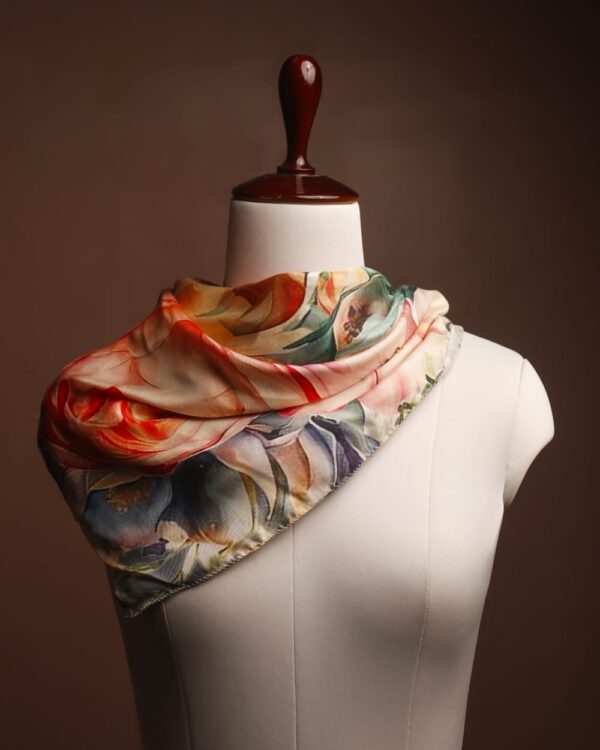 5.SILK TWILL Elegant Floral Silk Scarf for Women | Lightweight & Timeless