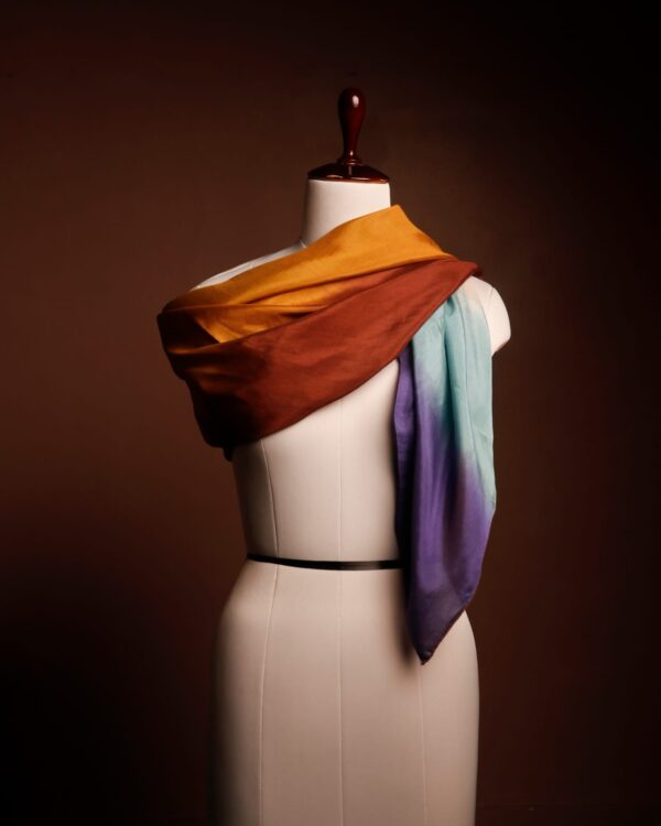 8. H.S SILK Premium Hand-Dyed Silk Scarf for Women – Luxury Multicolor Ombre Pure Silk Stole | Soft, Lightweight & Elegant