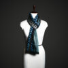 _MG_1625 Teal & Black Geometric Silk Scarf – Modern Graphic Print Luxury Stole