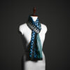 _MG_1628 Teal & Black Geometric Silk Scarf – Modern Graphic Print Luxury Stole