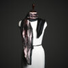 _MG_1632 Rose Gold & Black Tribal Print Silk Stole – Luxury Geometric Pattern Scarf