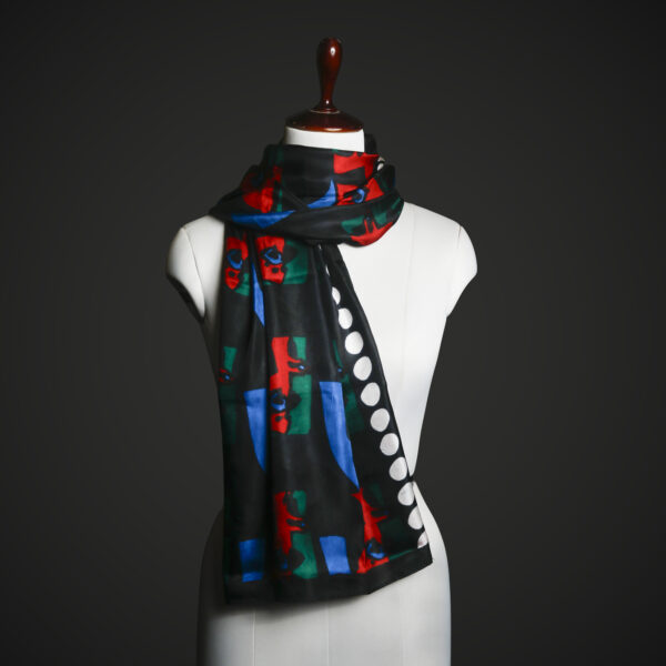 _MG_1641 Abstract Pop Art Silk Stole for Women – Luxury Black Graphic Print Scarf