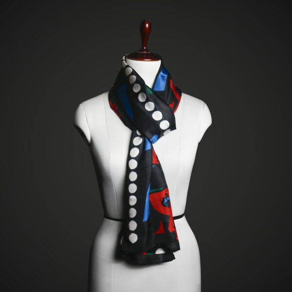 _MG_1649 Abstract Pop Art Silk Stole for Women – Luxury Black Graphic Print Scarf