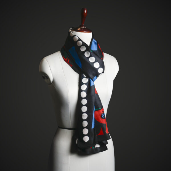 _MG_1650 Abstract Pop Art Silk Stole for Women – Luxury Black Graphic Print Scarf