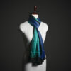_MG_1655 Teal & Royal Blue Geometric Silk Stole – Modern Graphic Pattern Luxury Scarf
