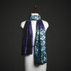 _MG_1660 Teal & Black Geometric Silk Stole – Luxury Graphic Print Designer Scarf
