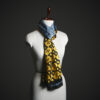 _MG_1680 Steampunk Gear Print Silk Scarf for Women – Luxury Blue & Gold Industrial Motif Stole