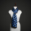 _MG_1684 Steampunk Gear Print Silk Stole – Luxury Blue & Gold Industrial Motif Scarf